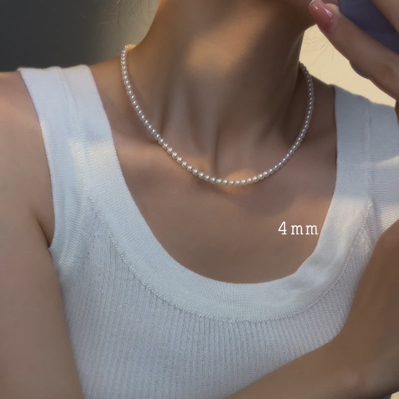 Classic White Pearl Necklace with Sterling Silver Clasp